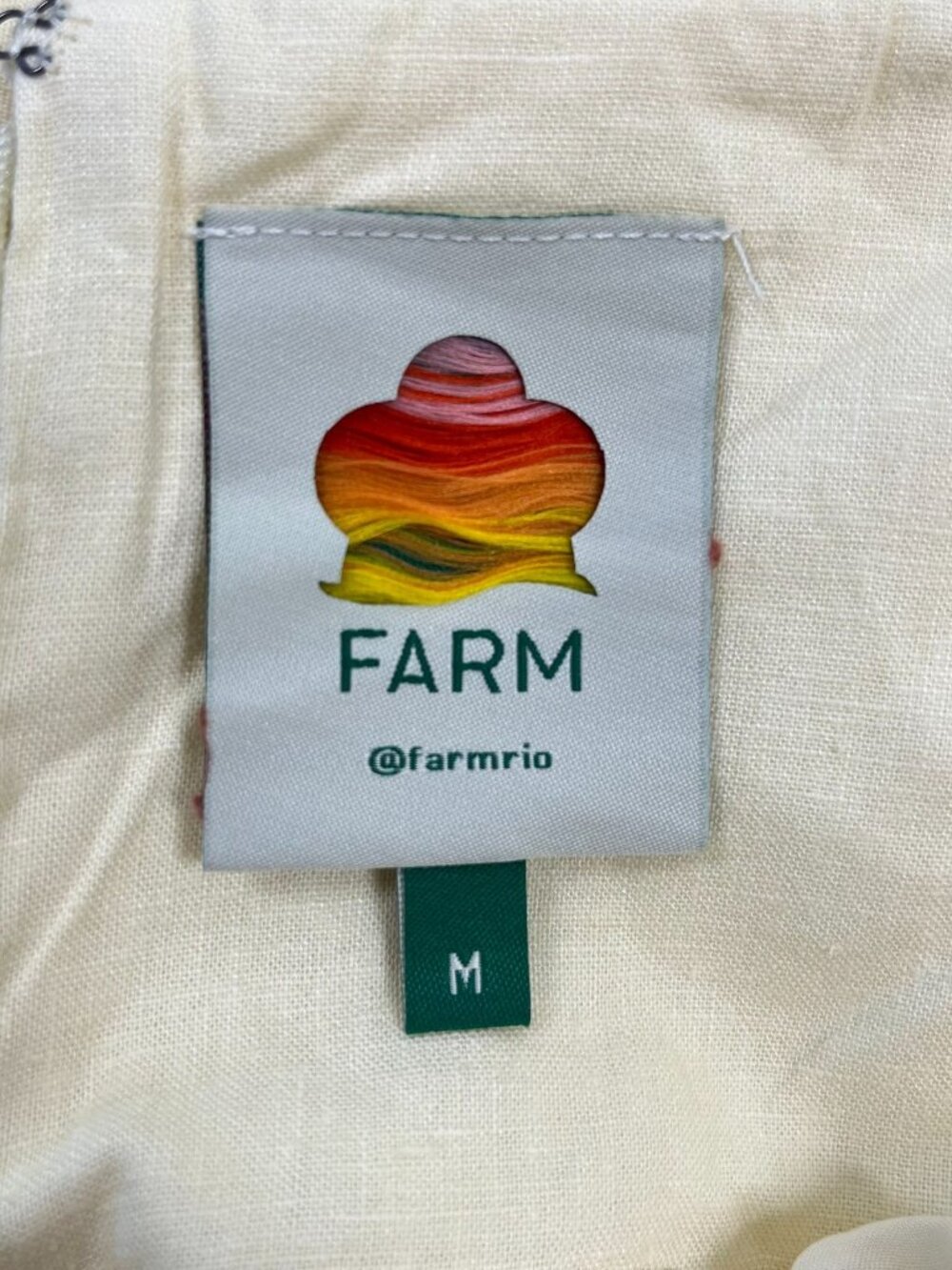 NWOT Farm Rio Lea One Shoulder Off-White Linen Blend Mini Dress Size M 3D Petal - Picture 11 of 16